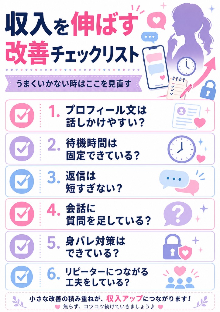 顔出しなしライブチャットで収入を伸ばす改善チェックリスト