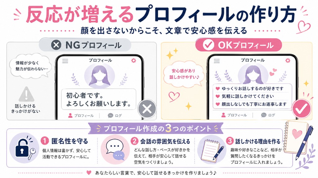 顔出しなしライブチャットで反応が増えるプロフィール作成のコツ