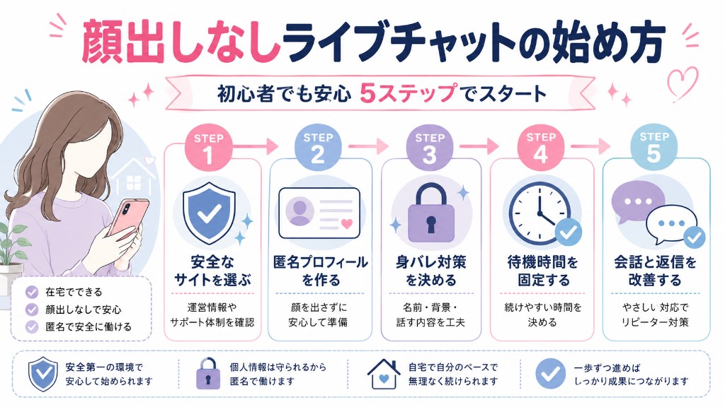 顔出しなしライブチャットの始め方を5ステップで解説したロードマップ